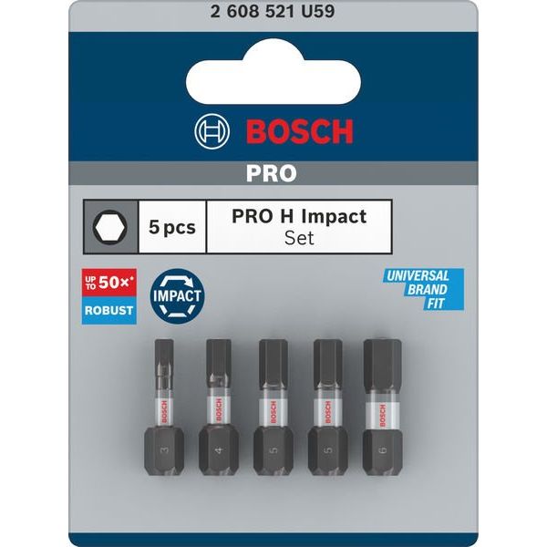 Bosch - Bit-Set PRO H Impact Bit Set, H3, 2608521U59VE(5) H4 2 x H5 H6 25 mm