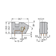 WAGO - Leiterplattenklemme Anreihbare Leiterplattenk. 742-121 2,5 mm²,grau − 300 Stück