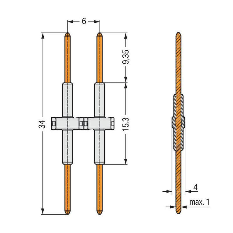 WAGO - Zubehör/Ersatzteile für Klemmen Verbindungselement 2061-904/034-000 Maß 6mm,4-polig,ws − 100 Stück