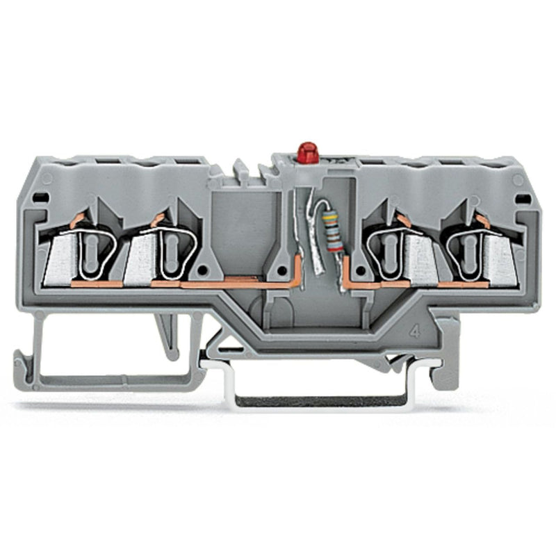 WAGO - Bauelement-Reihenklemme Bauelementklemme 280-809/281-434 Leiter,LEDrot,grau − 100 Stück