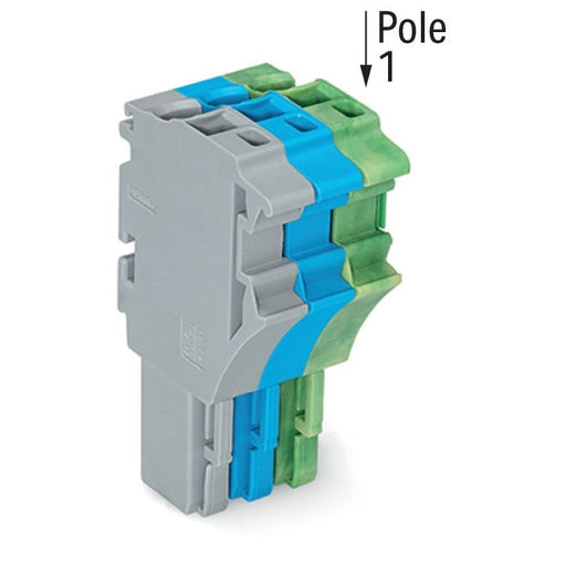 WAGO - Ein- und mehrpolige Klemmenleiste 1-Leiter-Federleiste 2022-103/000-038 4 mm²,gr/bl/gn-ge − 100 Stück