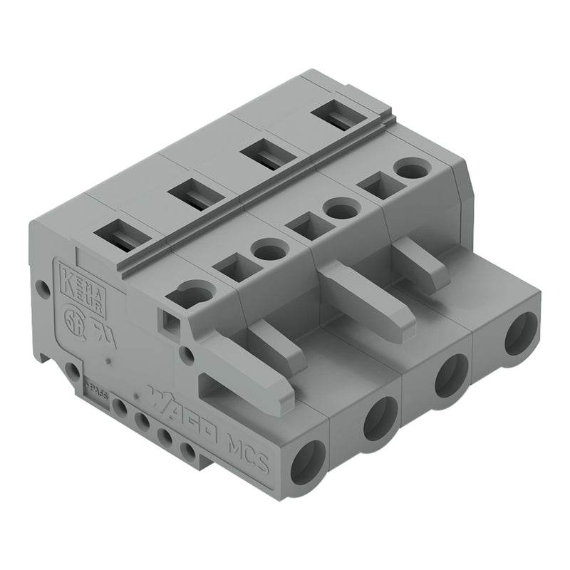 WAGO - Kabelsteckverbinder für Leiterplattensteckverbinder 1-Leiter-Federleiste 231-204/026-000 CAGECLAMP,2,5 mm²,gr − 50 Stück