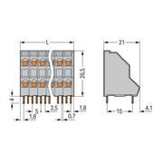 WAGO - Leiterplattenklemme DoppelstockLeiterplattenk. 736-204 2,5mm² − 84 Stück