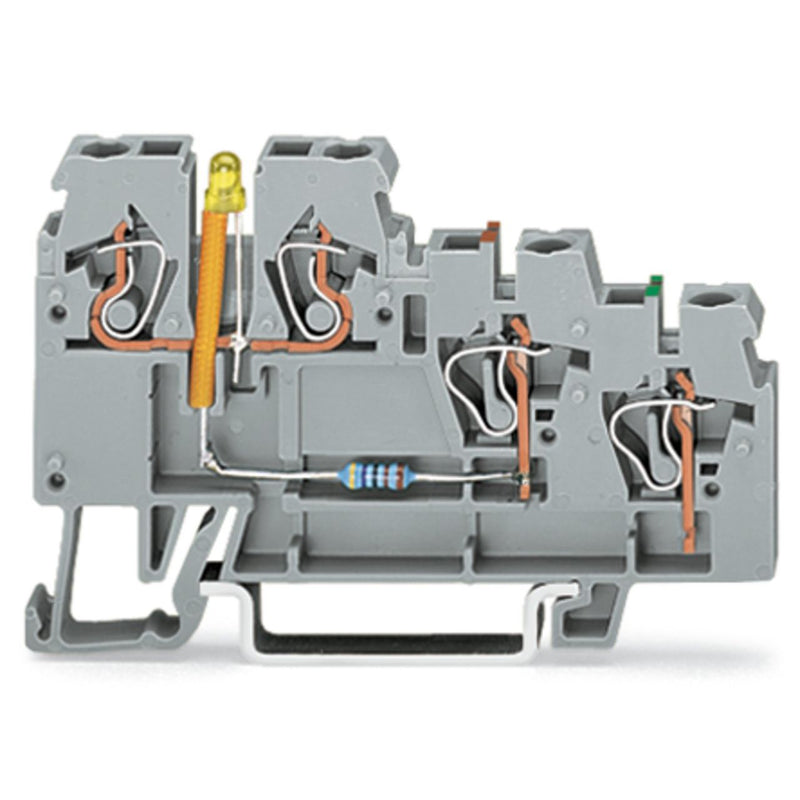 WAGO - Initiator/Aktor-Reihenklemme 3-Leiter-Aktorenklemme 270-585/281-507 LED gelb − 50 Stück