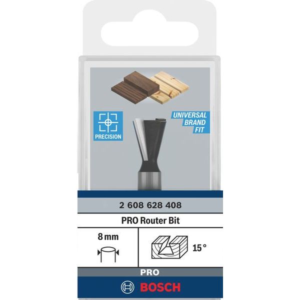 Bosch - Fräser PRO Zinkenfräser, 2608628408 15°, Schaft 8 mm