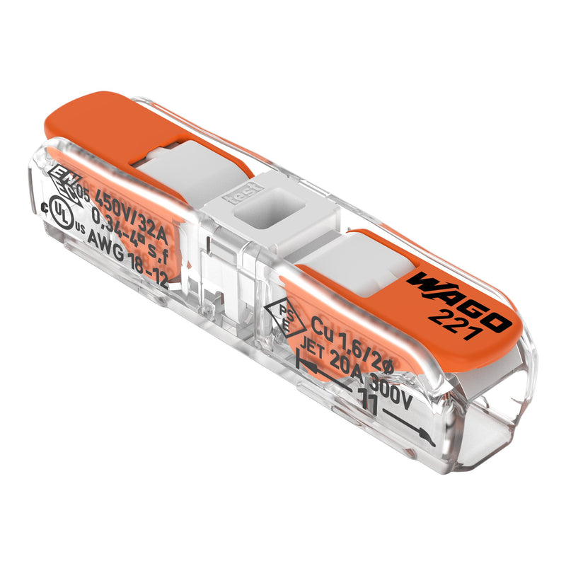 WAGO - Steckklemme Durchgangsverbinder 221-2401 mit Hebel − 60 Stück