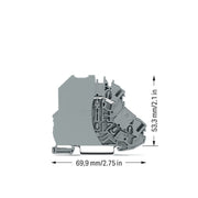 WAGO - Durchgangs-Reihenklemme Doppelstockklemme 2002-2201/097-000 gr Trennwand,L,grau − 50 Stück