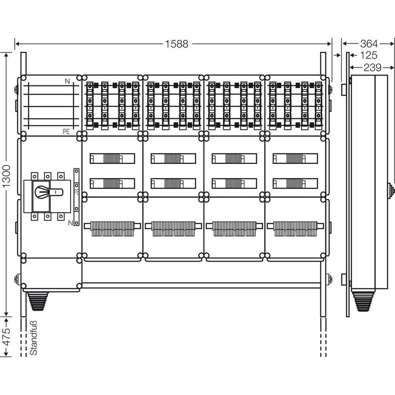 Hensel - Verteilerschrank für Energieversorgung Ladeverteiler Mi EV 22kW 16100 f.16 Ladep. a 22kW