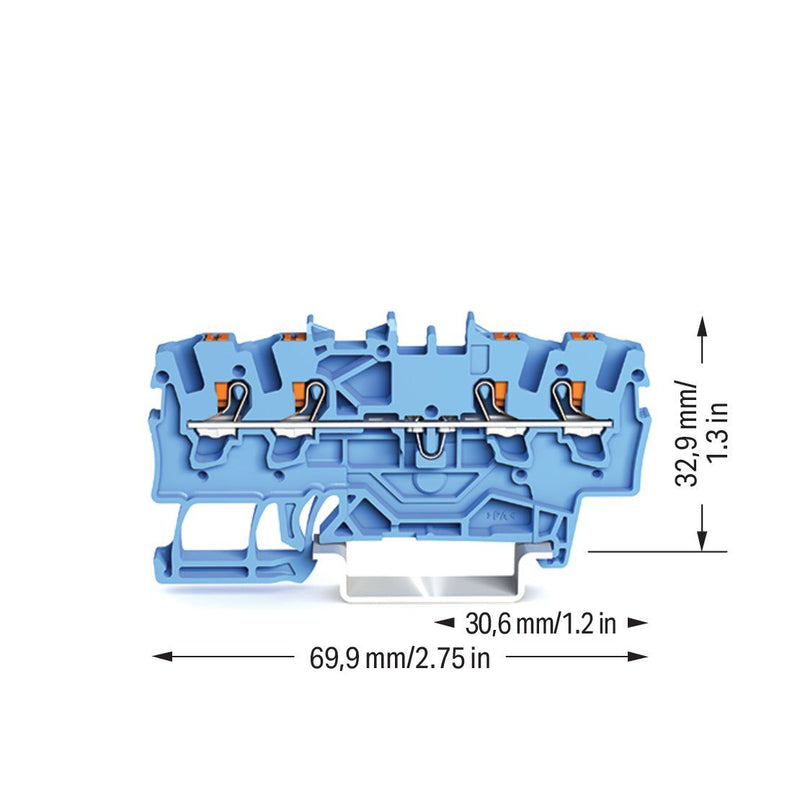 WAGO GmbH & Co. KG - Durchgangs-Reihenklemme 4-Leiter-Durchgangsklemme 2201-1404 1,5qmm, blau − 100 Stück