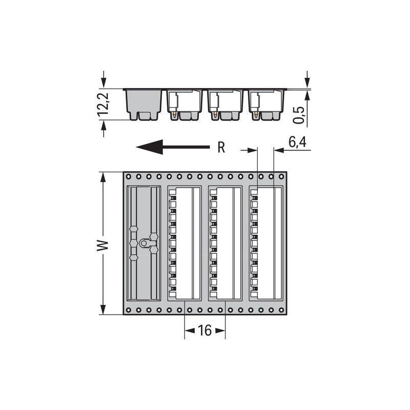 WAGO - Leiterplattensteckverbinder THR-Stiftleiste Lötstift 231-437/001-000/105- 1,0x1,0,abgew.,sw − 170 Stück