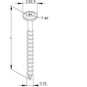 Niedax - Holz-/Spanplattenschraube Holzschraube NHS 10X80/TK-T40 V Tellerk.D=22,5 L=80 − 50 Stück