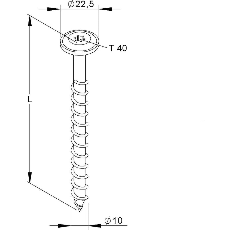 Niedax - Holz-/Spanplattenschraube Holzschraube NHS 10X80/TK-T40 V Tellerk.D=22,5 L=80 − 50 Stück