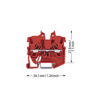 WAGO - Durchgangs-Reihenklemme 2-LeiterMini-Durchgangskl. 2050-1203 1 mm²,rot − 100 Stück