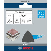 Bosch - Schleifpapier/Schleifvlies PRO F355 Schleifblatt, 93 2608605197 mm, G320, 5-tlg