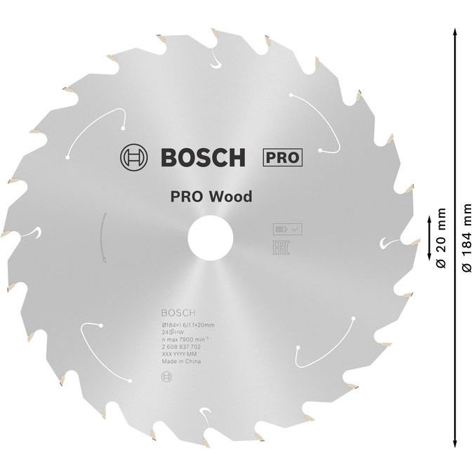 Bosch - Kreissägeblatt PRO Wood cordless 2608837702 Kreissägeblatt 184 x