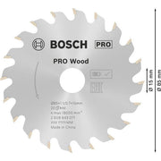 Bosch - Kreissägeblatt PRO Wood Kreissägeblatt, 2608643071 85 x 1.1 x 15 mm