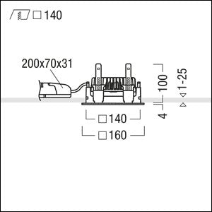 Zumtobel Group - Downlight/Strahler/Flutlicht LED - Deckeneinbauleuchte PANOS EVO #60816078 Q140L 840 LDO FAL WH