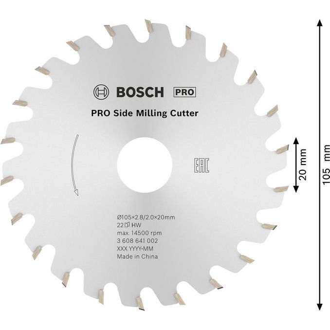 Bosch - Fräser PRO Scheibenfräser, 105 x 3608641002 20 x 2,8 mm 22 Zähne