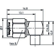 Telegärtner - Koax-Steckverbinder SMA-Kabelwinkelstecker AU 100024624 G10 (RG402/U) − 5 Stück
