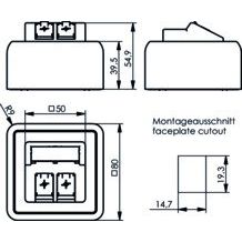 Telegärtner - Kommunikationsanschlussdose Kupfer Modul-Aufnahme AP 80x80 100021382 2fach aws leer − 1 Stück