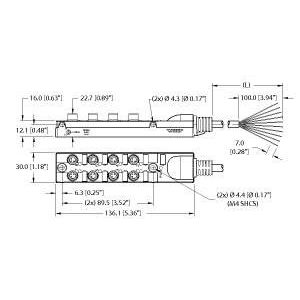 Turck - Passiver Sensor-/Aktor-Verteiler (mit Leitung) Aktuator-/Sensor-Verteiler TB-8M8M-3-4 passiv