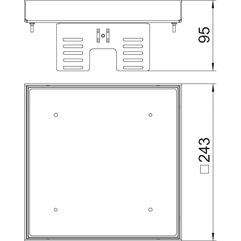 OBO Bettermann - Nivellierbare Kassette für Kanaleinbau, Doppel- und Hohlboden Kassette quadratisch RKN2 UZD3 9MS25 243x243mm blind