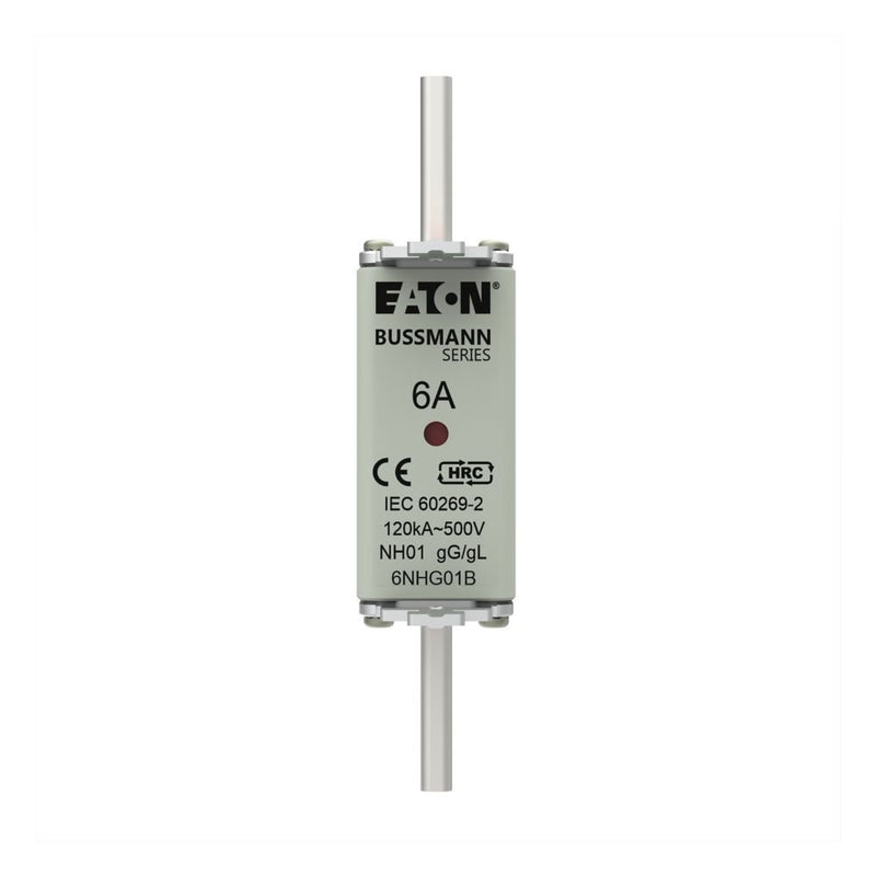 Eaton - Messersicherung Sicherungseinsatz Nieders. NH FUSE 6A#6NHG01B 6A AC 500V 120kA − 3 Stück