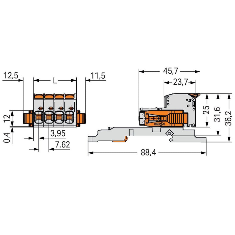WAGO GmbH & Co. KG - Ein- und mehrpolige Klemmenleiste 1-Leiter-Federleiste 8311107038000300000 PushinCAGECLAMP,lgr − 6 Stück