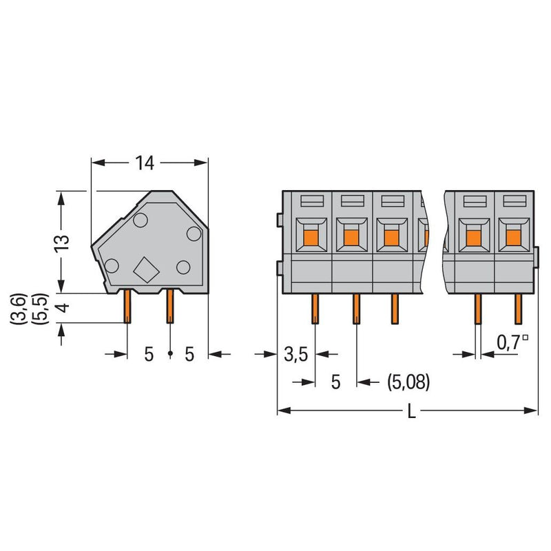 WAGO - Leiterplattenklemme 236-409 2,5mm² − 25 Stück