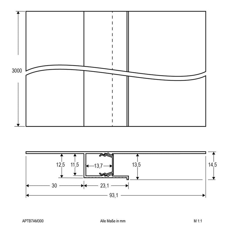 EVN Lichttechnik - Mechanisches Zubehör/Ersatzteile für Leuchten Trockenbauprofil APTB7AM300 inkl. Abdeckung