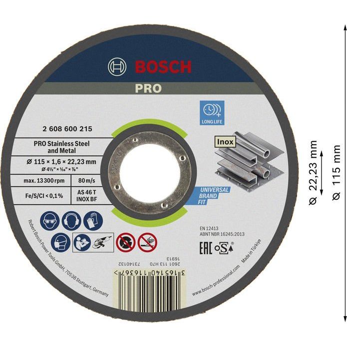 Bosch - Trenn-/Schleifscheibe PRO Stainless Steel and 2608600215 Metal Trennscheibe − 25 Stück