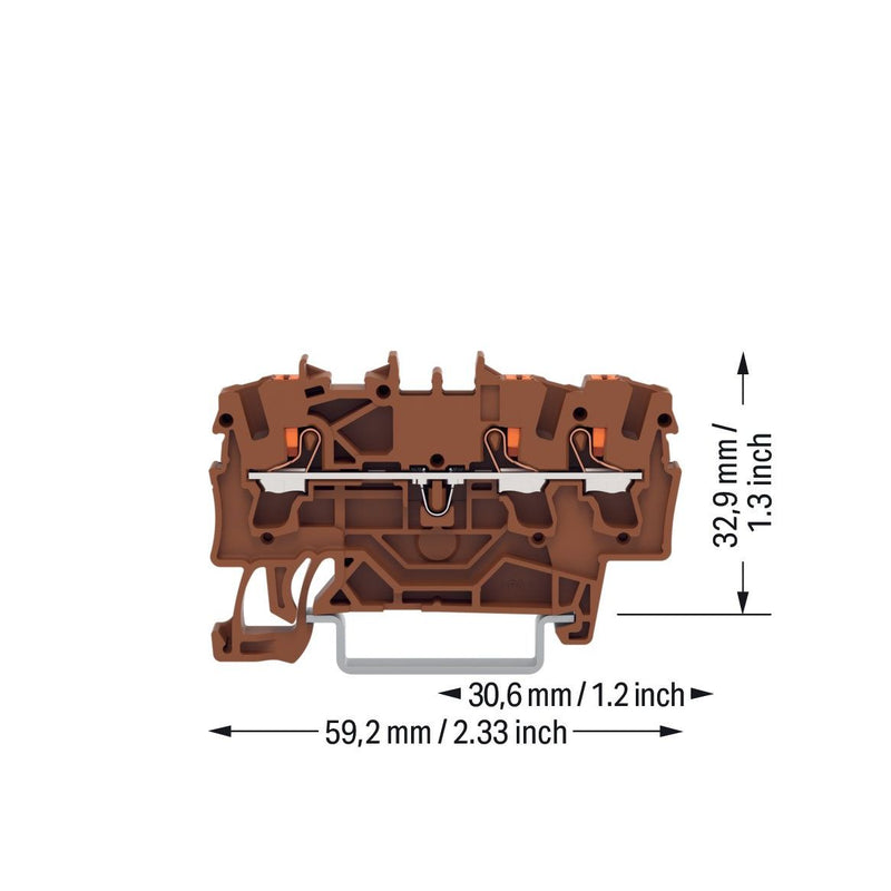 WAGO - Durchgangs-Reihenklemme 3L-Durchgangsklemme 2202-1301/000-014 2,5 qmm, br − 100 Stück