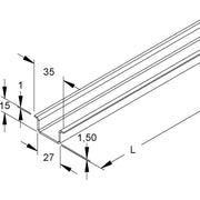 Niedax - Tragschiene Hut-Profil 2934/2 VO 35x15x2000mm − 20 Meter