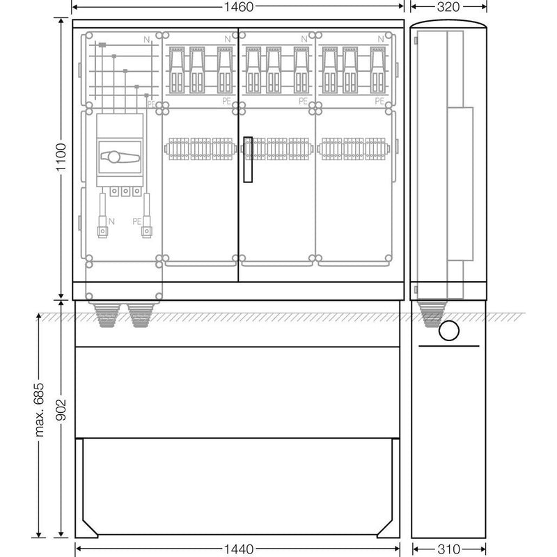 Hensel - Verteilerschrank für Energieversorgung Ladeverteiler Mi EV 43kW 9010 b. z. 9 Ladepunkte