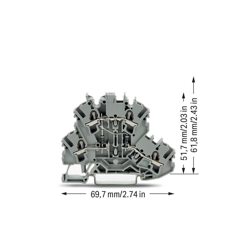 WAGO GmbH & Co. KG - Bauelement-Reihenklemme Bauelementklemme 2002-2214/1000-489 2 Dioden 1N4007,grau − 50 Stück