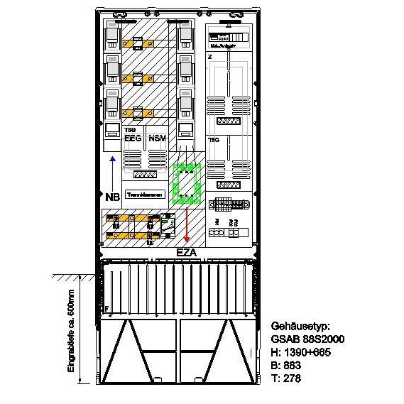 GSAB Elektrotechnik - Zähler-Komplettschrank Wandlermessung 42.W250.AR-01 250 A incl. Sockel