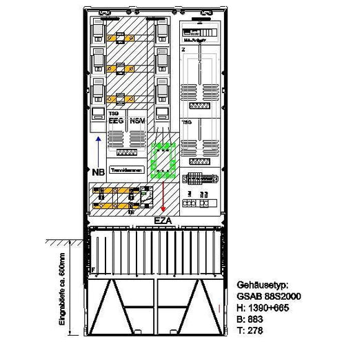 GSAB Elektrotechnik - Zähler-Komplettschrank Wandlermessung 42.W250.AR-01 250 A incl. Sockel