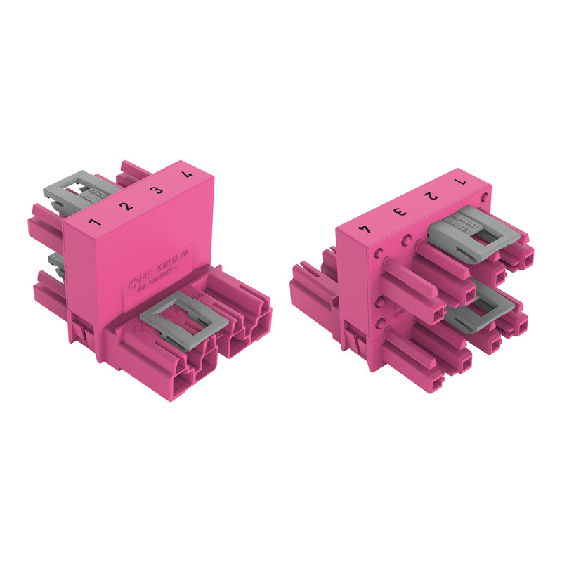 WAGO - Kompaktverteiler für steckbare Gebäudeinstallation h-Verteiler 4-polig 770-1783 Kod. B,pink − 50 Stück