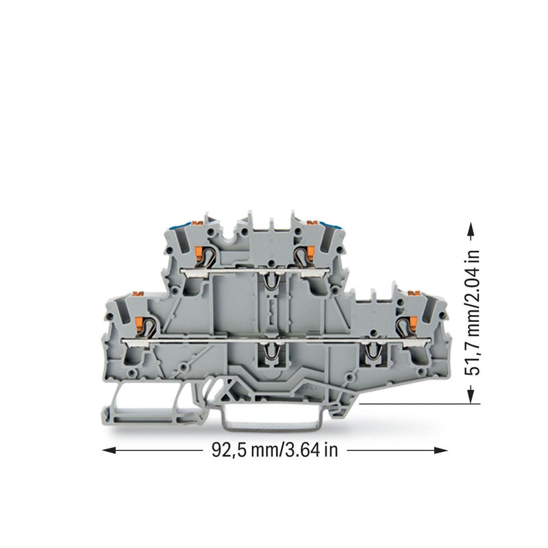 WAGO GmbH & Co. KG - Durchgangs-Reihenklemme Doppelstockklemme 2202-2703 grau − 50 Stück