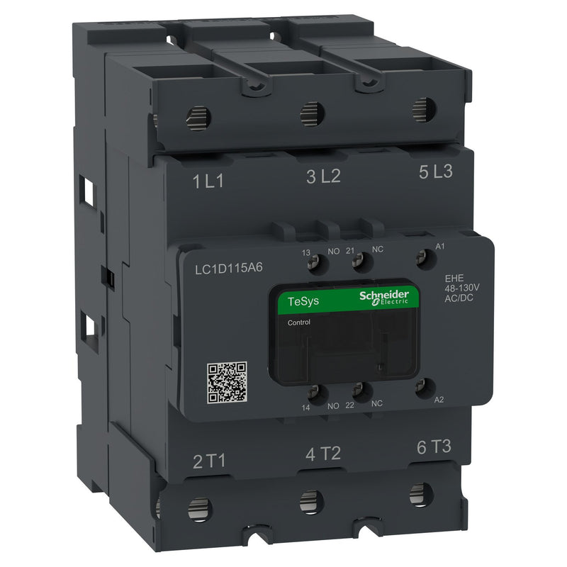 Schneider Electric - Leistungsschütz zum Schalten von Wechselstrom Schütz 3P 115A AC3 48-130V LC1D115A6EHE AC/DC 1S1Ö − 1 Stück