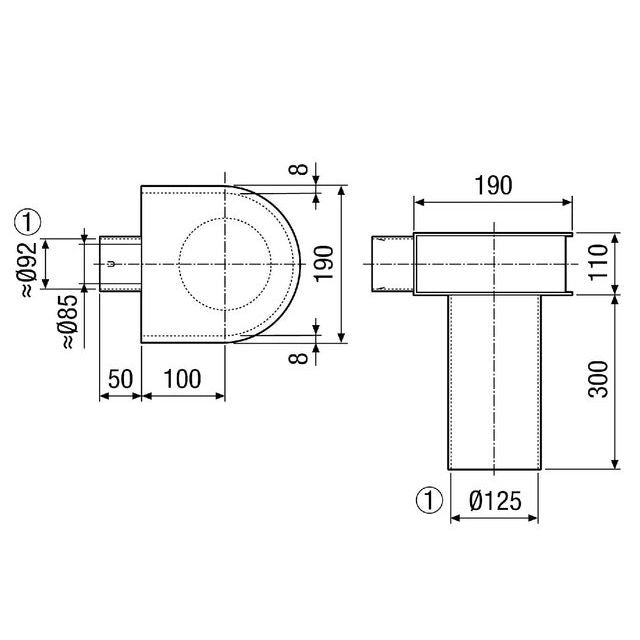 Maico - Zubehör/Ersatzteile für Ventilatoren Winkel 90 Uebergang MF-WLF125/90 NW125 a. Flexrohr 90