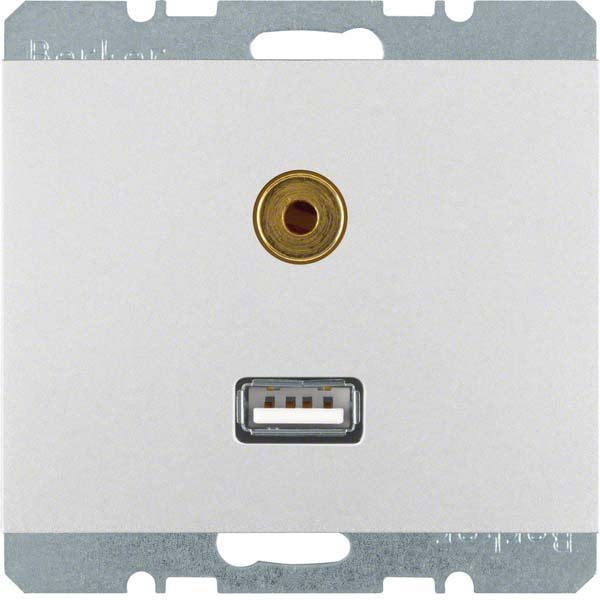 Berker - Einsatz/Abdeckung für Kommunikationstechnik USB/3,5mm Audio Steckdose 3315397003 Alu