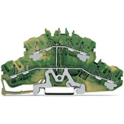 WAGO - Schutzleiter-Reihenklemme 4-Leiter-Doppelstockklemme 2002-2407 2,5 mm²,grün-gelb − 50 Stück