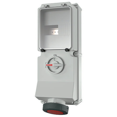 Mennekes - CEE-Steckdose abschaltbar, abgesichert (IEC 60309) Wanddose DUO 5643A 63A,5p,6h,400V,IP67