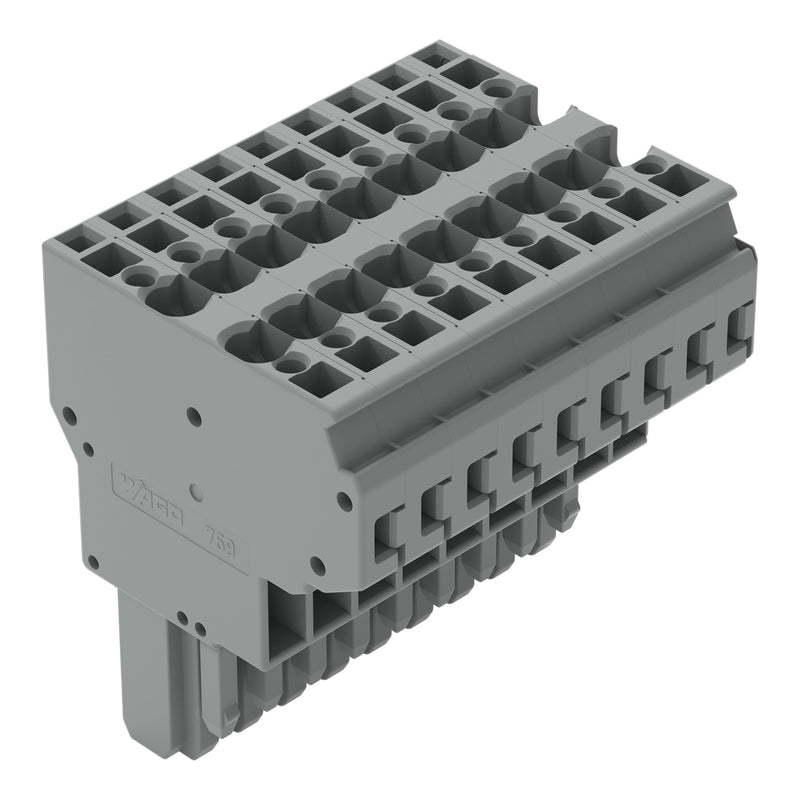 WAGO - Ein- und mehrpolige Klemmenleiste 2-Leiter-Federleiste 769-129 CAGECLAMP,4mm²,gr − 10 Stück
