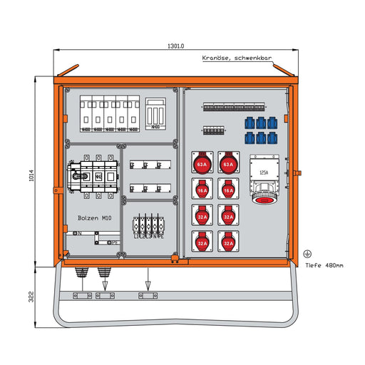 Walther Werke - Baustromverteiler Verteilerschrank WV0575R1 173kVA