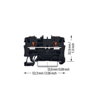 WAGO - Durchgangs-Reihenklemme 2L-Durchgangsklemme 2204-1205 4 qmm, sw − 50 Stück