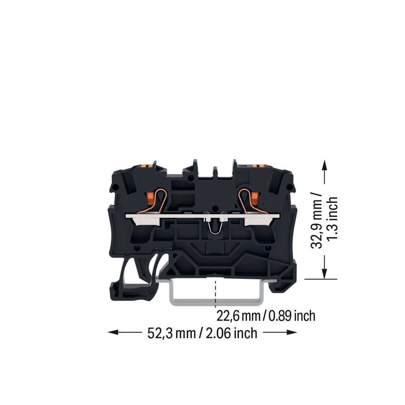 WAGO - Durchgangs-Reihenklemme 2L-Durchgangsklemme 2204-1205 4 qmm, sw − 50 Stück