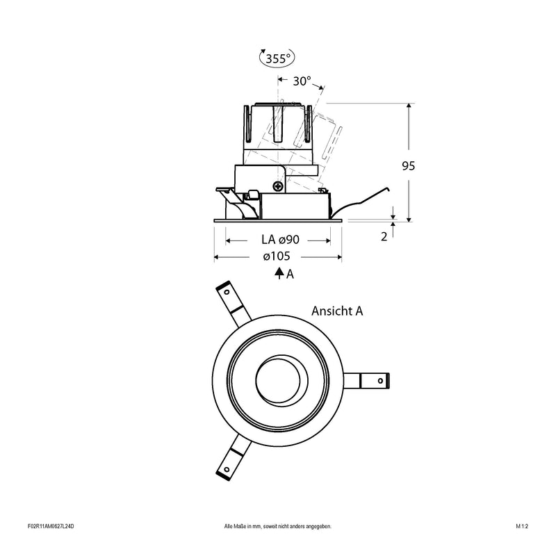 EVN Lichttechnik - Downlight/Strahler/Flutlicht LED-Einbauleuchte modular F02R11AM0627L24D Konfigurationstype
