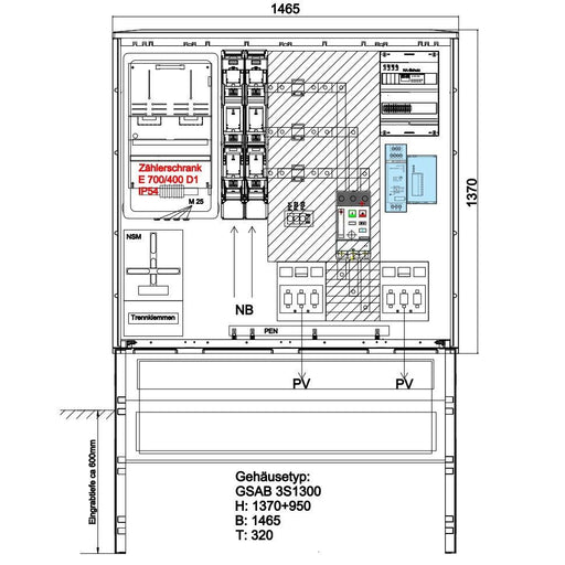 GSAB Elektrotechnik - Zähler-Komplettschrank Wandlermessung 12.W630.AR-01 630A